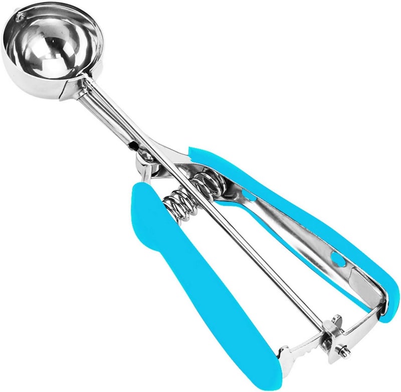 LLESCA Cookie Scoop, Ice Cream Scoop, 2 Tbsp/ 30 ml/ 1 oz Cookie Scoops for Baking, 18/8 Stainless Steel Cookie Scooper for Baking, Ice Cream Scooper with Trigger Release, Cookie Dough Scoop (Blue) - Image 1
